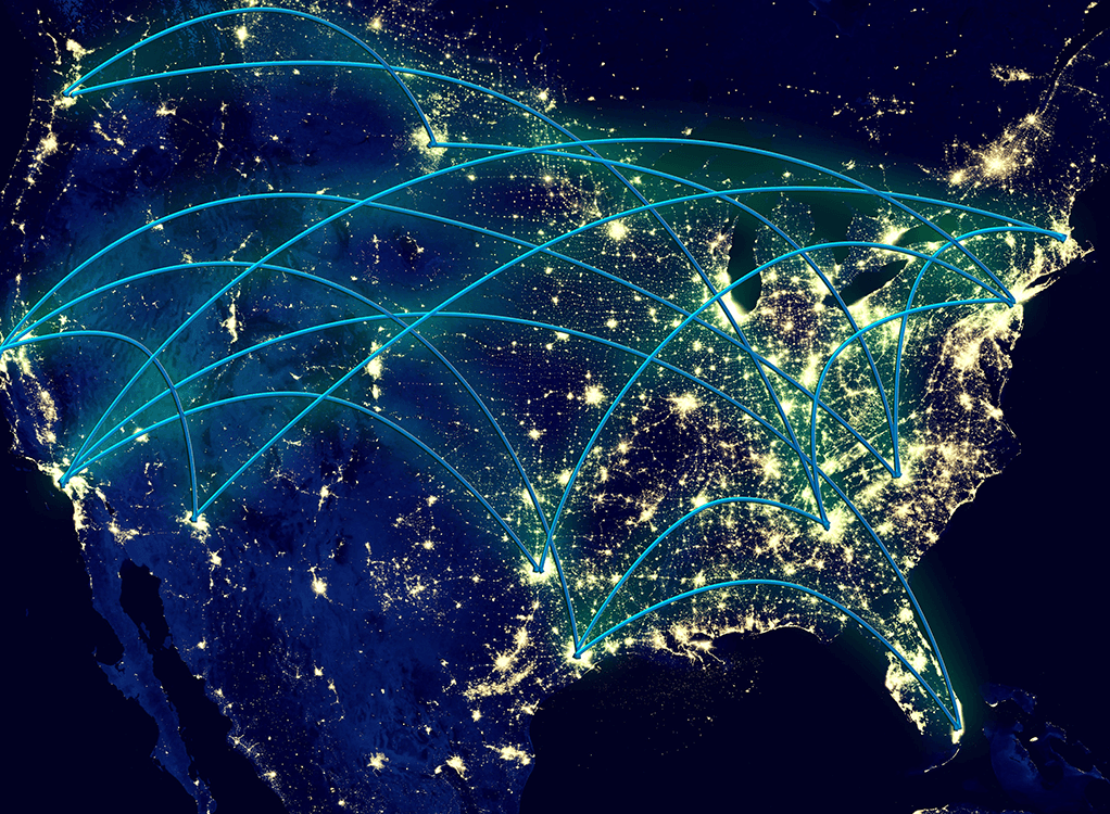 Flight map of the United States